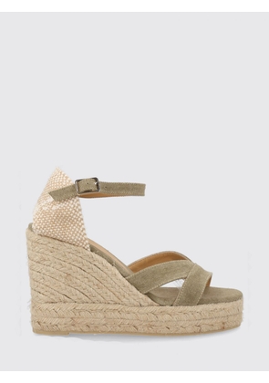 CASTAÑER Bruna High Wedge Espadrilles in Cotton Canvas with an Open Toe and Ankle Strap