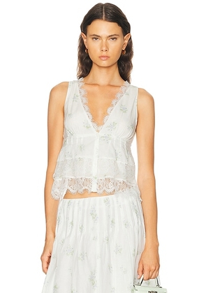 LPA Everly Top in Blue Floral - White. Size XXS (also in XS, S, M, L, XL).