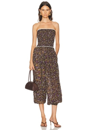 SIEDRES Anais Jumpsuit in Multi - Brown. Size XS (also in S, M, L).