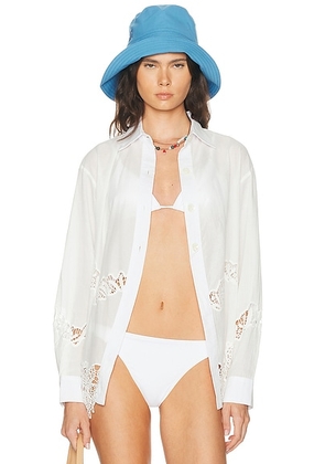 Eliou for FWRD Sumi Button Down Top in White - White. Size L (also in S, XS, M).