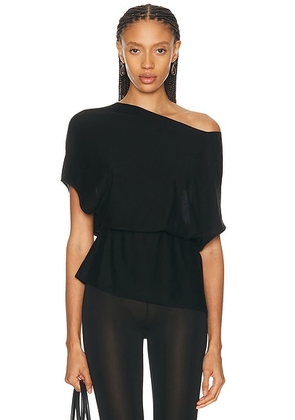 EAVES Jaidyn Knit Asymmetrical Top in Black - Black. Size L (also in XS, S, M, XL).