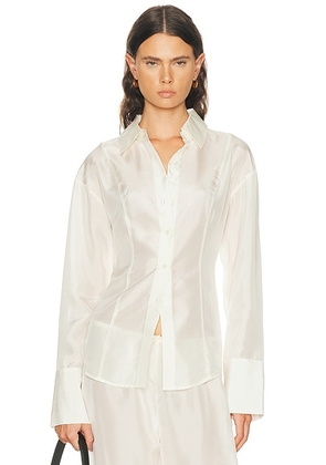 EAVES Freda Slim Shirt in Pearl - Ivory. Size XXS (also in XS, S, M, L).