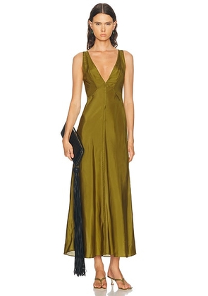 EAVES Freda Maxi Dress in Olive - Olive. Size XS (also in XXS, S, M, L, XL).