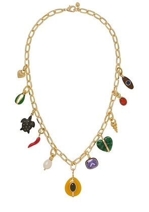 Roxanne Assoulin The Multi Charm Chain Necklace in Multi - Metallic Gold. Size all.
