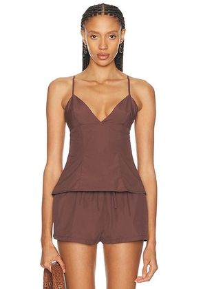 EAVES Lexie Top in Cacao - Chocolate. Size L (also in XS, XXS, S, M, XL).