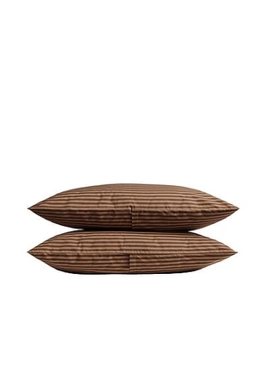 Parachute Percale Pillowcase Set in Adobe Stripe - Red. Size STANDARD (also in ).
