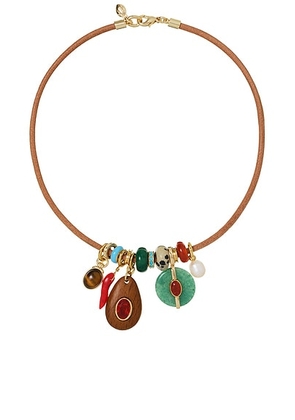 Roxanne Assoulin The Multi Charm Leather Collar Necklace in Mutli - Multi. Size all.