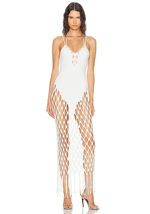 HAELO Wing Net Maxidress in White - White. Size XXS (also in S, XS, M, L, XL).