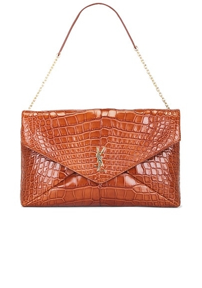 Saint Laurent XXL Alligator Envelope On Chain Bag in Dark Nutmeg & Nutmeg - Brown. Size all.