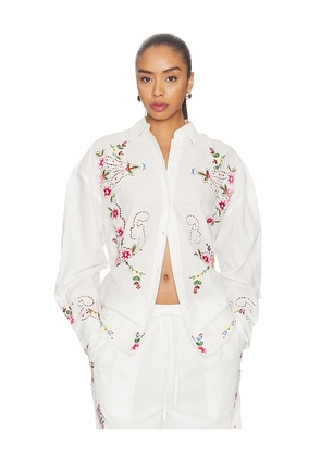 Essentiel Antwerp Jayme Embroidered Shirt in Multi. Size 34. Also in 36, 38, 40, 42, 44.