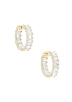 By Adina Eden Baguette Hoop Earring in Metallic Gold.