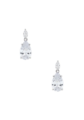 By Adina Eden Fancy Cz Marquise X Pear Dangle Stud Earring in Metallic Silver.
