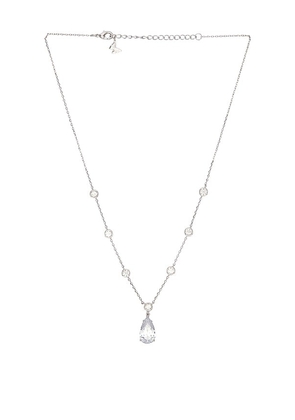 By Adina Eden Fancy Cz Pear Drop Bezel Chain Necklace in Metallic Silver.