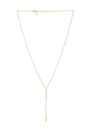By Adina Eden Multi Bezel Stone Drop Lariat Necklace in Metallic Gold.