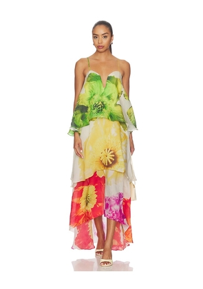 ELLIATT Lilia Tiered Gown in Multi. Size L. Also in M, S, XS.