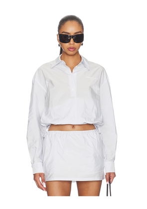 Alexander Wang Cropped Shirt With Bungee Hem in White. Size L. Also in XS, M.