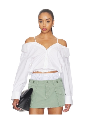 Alexander Wang Pre-styled Off Shoulder Top With Bra Straps in White. Size L. Also in XS, S, M.