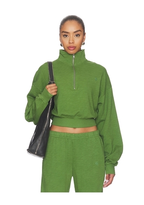 Eterne Cropped Half-zip Sweatshirt in Green. Size L. Also in XS, S, M, XL.