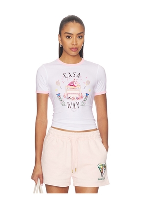 Casablanca Longline Ringer Tee in White. Size L. Also in XS, S, M.