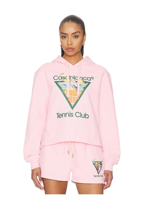 Casablanca Tennis Club Cropped Hoodie in Pink. Size M. Also in XS, S.