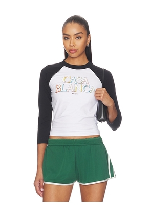 Casablanca Baseball Tee in White. Size M. Also in XS, S.