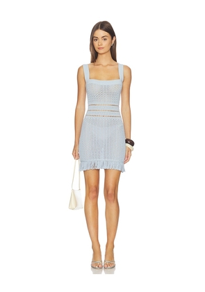 Lovers and Friends Philine Fringe Mini Dress in Baby Blue. Size L. Also in M, S, XS, XXS.