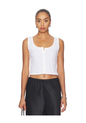 LESET Pointelle Button Down Tank in White. Size L. Also in XS, S, M, XL.