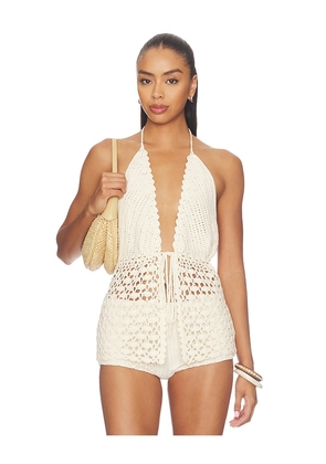 MORE TO COME Alice Tie Front Top in Ivory. Size L. Also in XS, S, M.