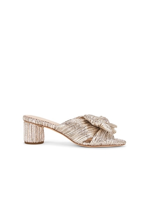 Loeffler Randall Emilia Pleated Knot Mule in Metallic Neutral. Size 10. Also in 6, 6.5, 7, 7.5, 8, 8.5, 9, 9.5.