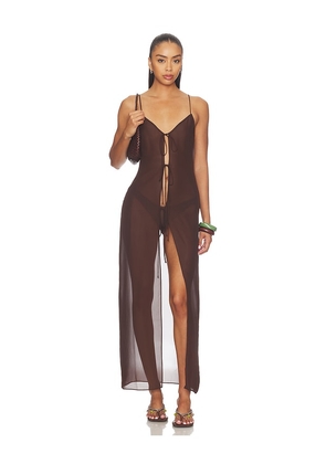 LIONESS Dune Maxi Dress in Chocolate. Size L. Also in M, S, XL, XS, XXL, XXS.