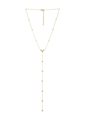 petit moments Stone Drop Lariat in Metallic Gold.