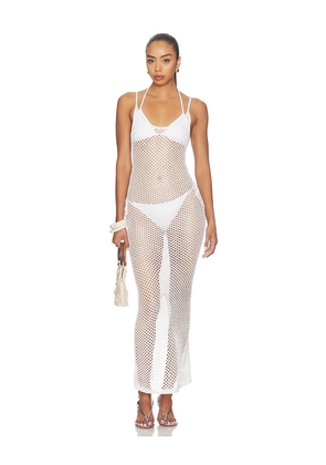 superdown Dillon Crochet Maxi Dress in White. Size L. Also in M, S, XS.