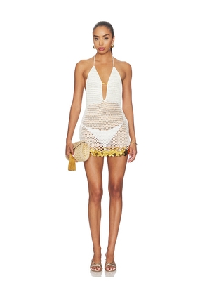 superdown Elaranna Crochet Mini Dress in Ivory. Size L. Also in M, S, XS.