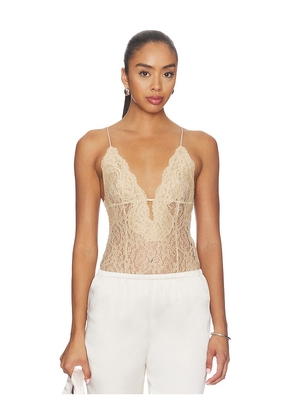 Ronny Kobo Terry Bodysuit in Tan. Size L. Also in XS, S, M.