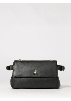 PATRIZIA PEPE Flared Smooth Leather Shoulder Bag with Sliding Chain Handle