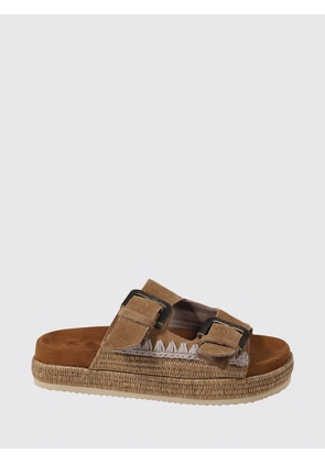 MOU Suede and Raffia Sandal with Thread Stitching