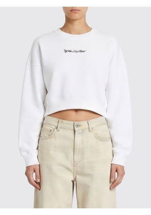 Off-White Cropped Cotton-Blend Sweatshirt with Back Arrow Logo