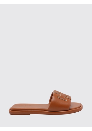 TORY BURCH Double T Sport Smooth Leather Slide Sandals with Logo