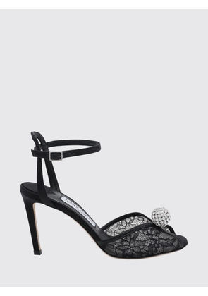 JIMMY CHOO Sacora Stiletto Sandals in Lace with Rhinestones