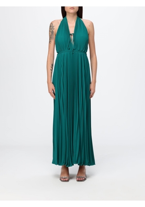 RAQUEL DINIZ Raissa Pleated Crêpe Halterneck Long Gown