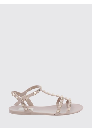 VALENTINO GARAVANI Rockstud Low-Heeled Rubber T-Strap Sandals