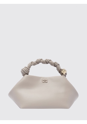 GANNI Bou Handbag in Recycled Leather with Braided Handle and Logo