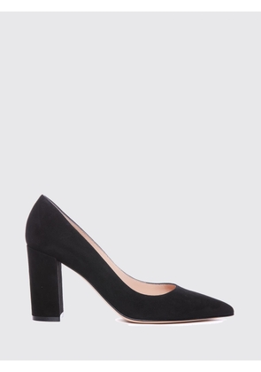 GIANVITO ROSSI Piper Suede Court Shoes with Almond Toe and High Block Heel