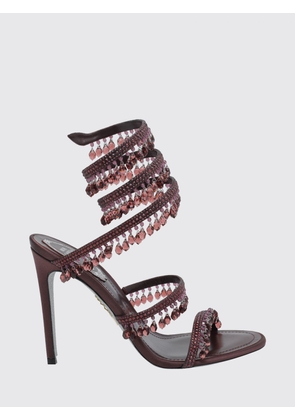 RENE CAOVILLA Chandelier Satin Sandals with Crystals and Snake Strap
