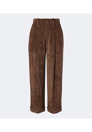 Brunello Cucinelli Pleated velvet straight pants