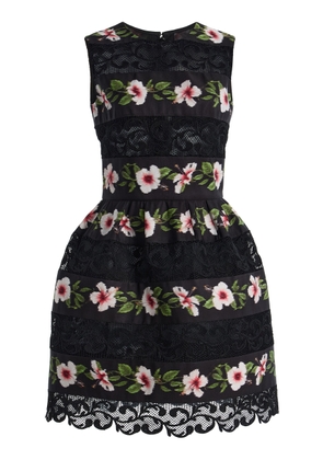 Oscar de la Renta Hibiscus-Striped Faille Mini Dress - Moda Operandi