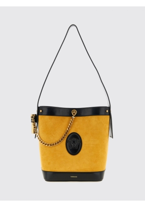 VERSACE Pivot Suede Bucket Bag with Medusa Logo and Metal Mesh