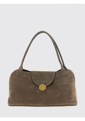 VERSACE Medium Suede Shoulder Bag with Medusa Hardware and Double Handle