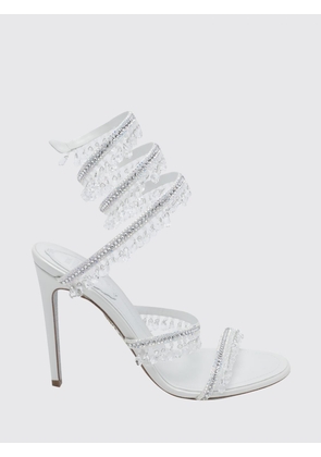 RENE CAOVILLA Chandelier Satin Sandals with Crystals and Snake Strap