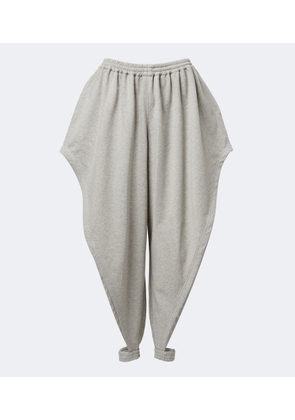 Alaia Ruffled cotton-blend fleece tapered pants